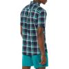 imageAmazon Essentials Mens SlimFit ShortSleeve Poplin ShirtNavy Green Plaid