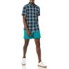 imageAmazon Essentials Mens SlimFit ShortSleeve Poplin ShirtNavy Green Plaid