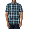 imageAmazon Essentials Mens SlimFit ShortSleeve Poplin ShirtNavy Green Plaid