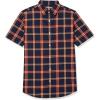 imageAmazon Essentials Mens SlimFit ShortSleeve Poplin ShirtNavy Red Plaid