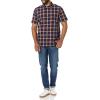 imageAmazon Essentials Mens SlimFit ShortSleeve Poplin ShirtNavy Red Plaid