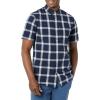 imageAmazon Essentials Mens SlimFit ShortSleeve Poplin ShirtNavy White Buffalo Plaid