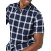 imageAmazon Essentials Mens SlimFit ShortSleeve Poplin ShirtNavy White Buffalo Plaid