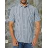 imageAmazon Essentials Mens SlimFit ShortSleeve Poplin ShirtNavy White Stripe
