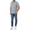 imageAmazon Essentials Mens SlimFit ShortSleeve Poplin ShirtNavy White Stripe