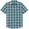 imageAmazon Essentials Mens SlimFit ShortSleeve Poplin ShirtTeal Blue White Plaid