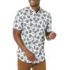 imageAmazon Essentials Mens SlimFit ShortSleeve Poplin ShirtWhite Navy Palm Tree