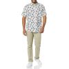 imageAmazon Essentials Mens SlimFit ShortSleeve Poplin ShirtWhite Navy Palm Tree