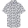 imageAmazon Essentials Mens SlimFit ShortSleeve Poplin ShirtWhite Navy Palm Tree