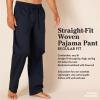 imageAmazon Essentials Mens StraightFit Woven Pajama Pant with PocketsBlack Grey Plaid