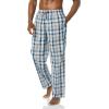 imageAmazon Essentials Mens StraightFit Woven Pajama Pant with PocketsBlue Light Orange Madras Plaid