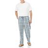 imageAmazon Essentials Mens StraightFit Woven Pajama Pant with PocketsBlue Light Orange Madras Plaid