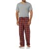 imageAmazon Essentials Mens StraightFit Woven Pajama Pant with PocketsBurgundy Rust Mix Plaid