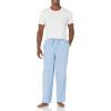 imageAmazon Essentials Mens StraightFit Woven Pajama Pant with PocketsLight Blue Stripe