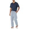 imageAmazon Essentials Mens StraightFit Woven Pajama Pant with PocketsLight Blue White Plaid