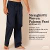 imageAmazon Essentials Mens StraightFit Woven Pajama Pant with PocketsNavy White Gingham