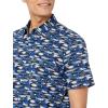 imageAmazon Essentials SlimFit Mens Short Sleeve Button Down ShirtBlue Fish