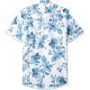 imageAmazon Essentials SlimFit Mens Short Sleeve Button Down ShirtBlue Floral Print