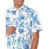 imageAmazon Essentials SlimFit Mens Short Sleeve Button Down ShirtBlue Floral Print