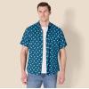 imageAmazon Essentials SlimFit Mens Short Sleeve Button Down ShirtClassic Blue Birds