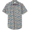 imageAmazon Essentials SlimFit Mens Short Sleeve Button Down ShirtDark Blue Pale Peach Pineapple