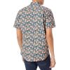 imageAmazon Essentials SlimFit Mens Short Sleeve Button Down ShirtDark Blue Pale Peach Pineapple