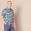 imageAmazon Essentials SlimFit Mens Short Sleeve Button Down ShirtNavy Palm Leaf