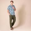 imageAmazon Essentials SlimFit Mens Short Sleeve Button Down ShirtNavy Palm Leaf