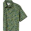 imageAmazon Essentials SlimFit Mens Short Sleeve Button Down ShirtOlive Hibiscus Flower