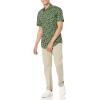 imageAmazon Essentials SlimFit Mens Short Sleeve Button Down ShirtOlive Hibiscus Flower