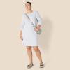 imageAmazon Essentials Womens Crewneck LongSleeve Fleece AboveTheKnee DressLight Grey Heather