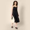 imageAmazon Essentials Womens Fit and Flare Cotton Sateen Empire Waist Midi Ruffle DressBlack