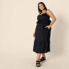 imageAmazon Essentials Womens Fit and Flare Cotton Sateen Empire Waist Midi Ruffle DressBlack