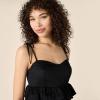 imageAmazon Essentials Womens Fit and Flare Cotton Sateen Empire Waist Midi Ruffle DressBlack
