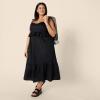imageAmazon Essentials Womens Fit and Flare Cotton Sateen Empire Waist Midi Ruffle DressBlack
