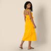 imageAmazon Essentials Womens Fit and Flare Cotton Sateen Empire Waist Midi Ruffle DressGolden Yellow