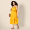 imageAmazon Essentials Womens Fit and Flare Cotton Sateen Empire Waist Midi Ruffle DressGolden Yellow