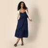 imageAmazon Essentials Womens Fit and Flare Cotton Sateen Empire Waist Midi Ruffle DressNavy