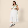 imageAmazon Essentials Womens Fit and Flare Cotton Sateen Empire Waist Midi Ruffle DressWhite