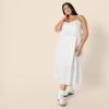 imageAmazon Essentials Womens Fit and Flare Cotton Sateen Empire Waist Midi Ruffle DressWhite