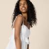 imageAmazon Essentials Womens Fit and Flare Cotton Sateen Empire Waist Midi Ruffle DressWhite