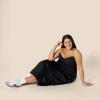 imageAmazon Essentials Womens Fit and Flare Empire Waisted Cotton Sateen Tiered Maxi DressBlack