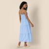 imageAmazon Essentials Womens Fit and Flare Empire Waisted Cotton Sateen Tiered Maxi DressBlue White Stripe