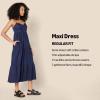 imageAmazon Essentials Womens Fit and Flare Empire Waisted Cotton Sateen Tiered Maxi DressBlue White Stripe