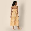 imageAmazon Essentials Womens Fit and Flare Empire Waisted Cotton Sateen Tiered Maxi DressGolden Yellow Beige Multi Folk Floral