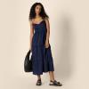 imageAmazon Essentials Womens Fit and Flare Empire Waisted Cotton Sateen Tiered Maxi DressNavy