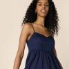 imageAmazon Essentials Womens Fit and Flare Empire Waisted Cotton Sateen Tiered Maxi DressNavy