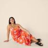 imageAmazon Essentials Womens Fit and Flare Empire Waisted Cotton Sateen Tiered Maxi DressOrange Pastel Lilac Roses Big