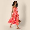 imageAmazon Essentials Womens Fit and Flare Empire Waisted Cotton Sateen Tiered Maxi DressOrange Pastel Lilac Roses Big