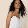imageAmazon Essentials Womens Fit and Flare Empire Waisted Cotton Sateen Tiered Maxi DressWhite